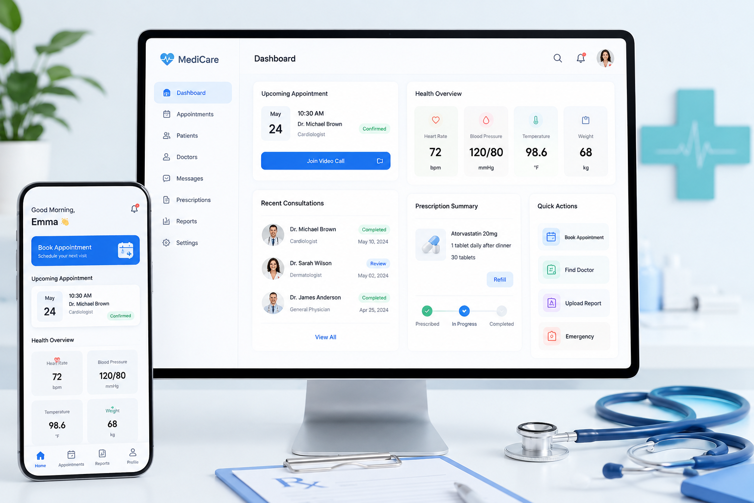 Healthcare Application Development for Patient Management and Telemedicine